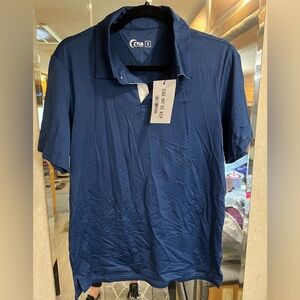 NWT Zyia Men’s Navy Active Slit Polo Sz Sm